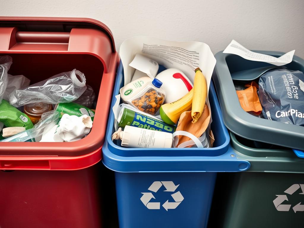 Nieprawidłowo posegregowane odpady w pojemnikach recyklingowych